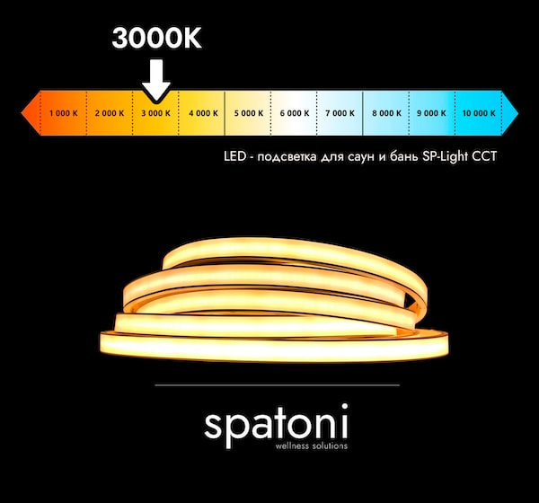 Heat-resistant LED strip SPATONI SP-Light CCT for saunas and banyas