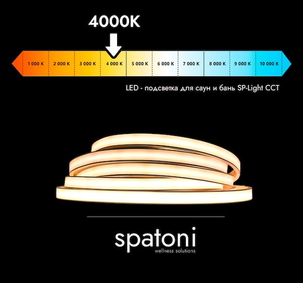 Heat-resistant LED strip SPATONI SP-Light CCT for saunas and banyas